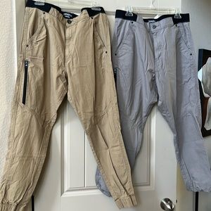 Mens Levi’s khaki and gray pants.